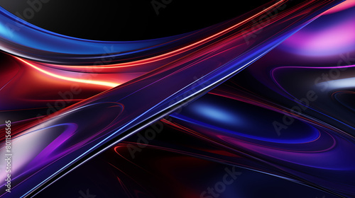 Elegant Abstract Design with Blue and Purple Streams on a Black Background