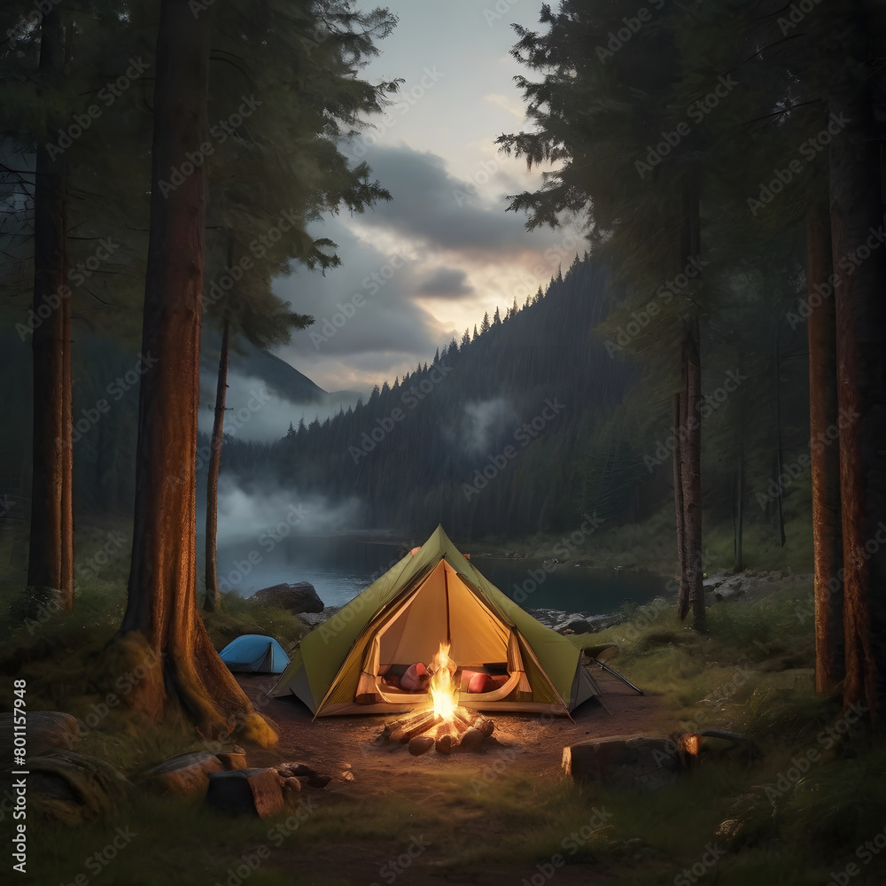 camping in the woods,,