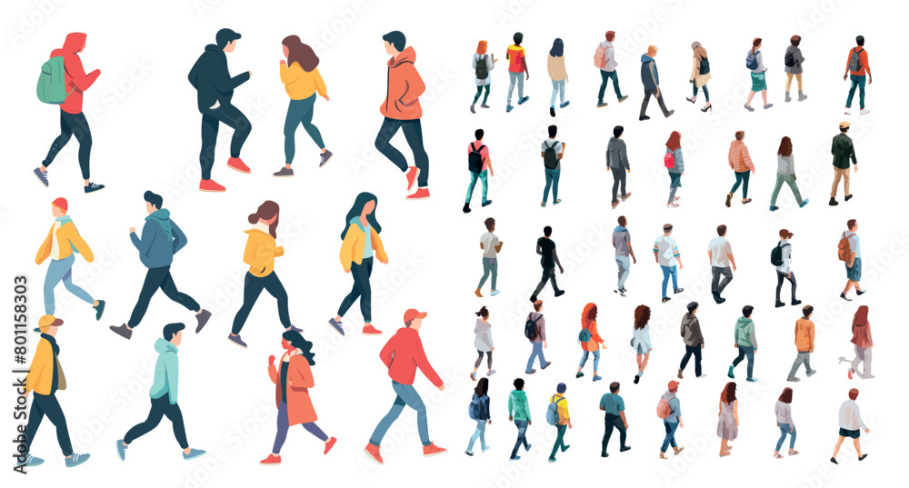 Top view people characters. Animation of men and women walking Top view people characters. Animation of men and women walking