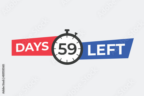 59 days to go countdown template. 59 day Countdown left days banner design. 59 Days left countdown timer