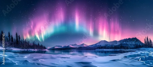 Breathtaking Aurora Borealis Lights Up the Snowy Landscapes of Alaska in Magical Celestial Display © kiatipol