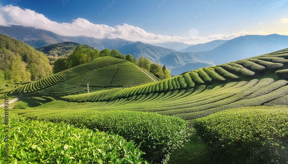 rice field in the mountains Picturesque tea plantation, cut out