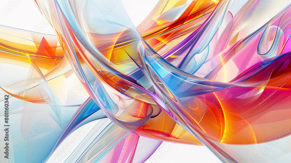Against a backdrop of pure white, a multicolor abstract glass background offers a captivating visual experience, with its dynamic patterns and vibrant hues drawing the viewer in