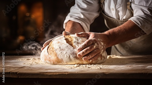 Baker doing bread. artisan bakery photo