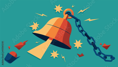 A symbolic illustration of a bell ringing through shackles hinting at the idea of breaking the chains of oppression.. Vector illustration photo