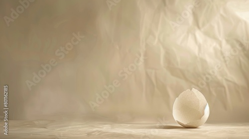 Eggshell on crumpled paper background