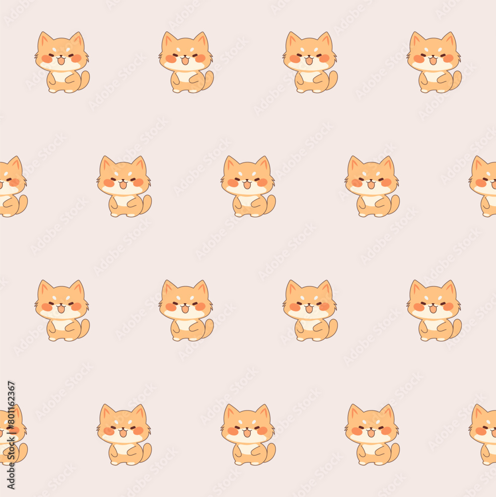 Cute Kawaii Cat Character Seamless Pattern. Childish Funny Textile Fabric Print Swatch. Cartoon Positive Cat Animal Happy Birthday Gift Wrapping Paper Design. Cute Kawaii Cat Character Seamless Pattern. Childish Funny Textile Fabric Print Swatch. Cartoon Positive Cat Animal Happy Birthday Gift Wrapping Paper Design.