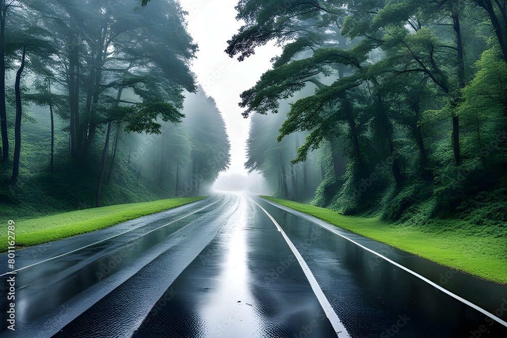 Obraz premium a rainy road