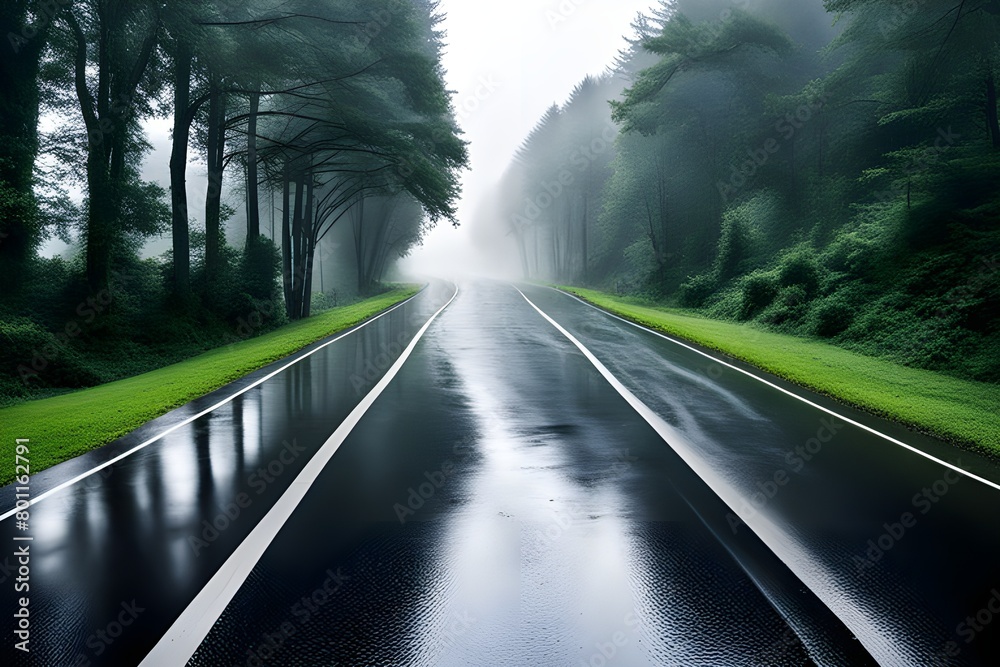 a rainy road