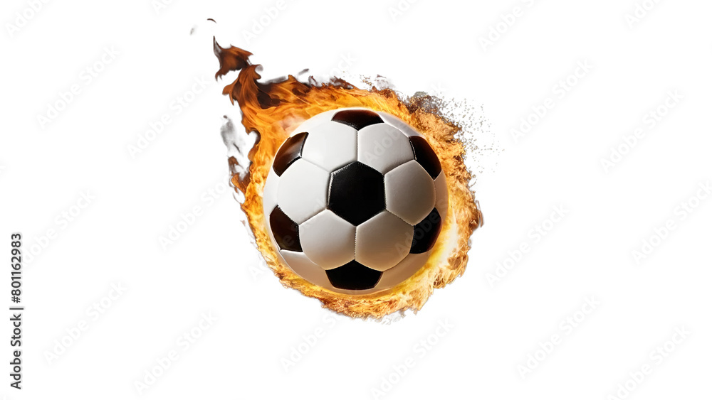  Soccer or foot ball in fire isolated on white background