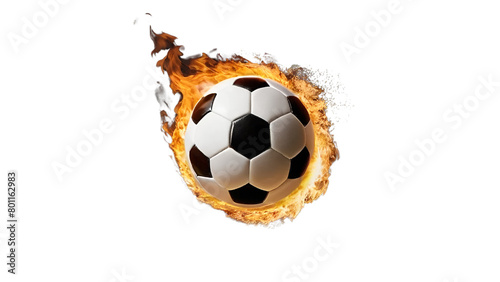  Soccer or foot ball in fire isolated on white background