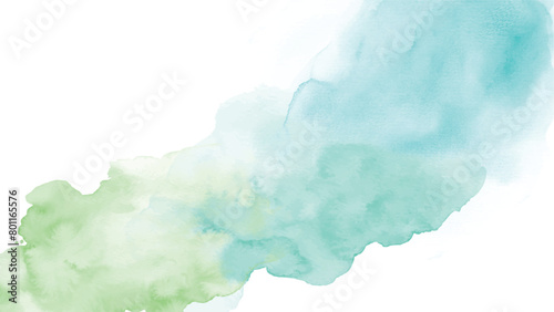 Blue green watercolor stains isolated on white background.