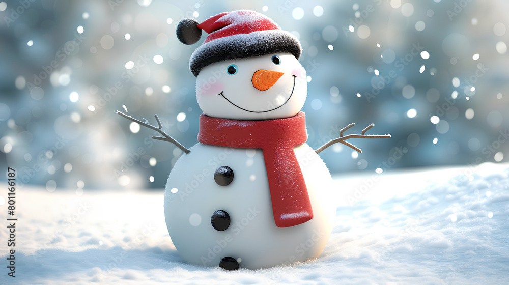 snowman in beautiful winter