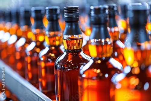Whiskey bottling process in a standard factory environment for efficient production