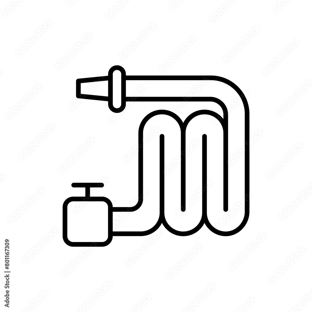Water hose outline icons, minimalist vector illustration ,simple transparent graphic element .Isolated on white background