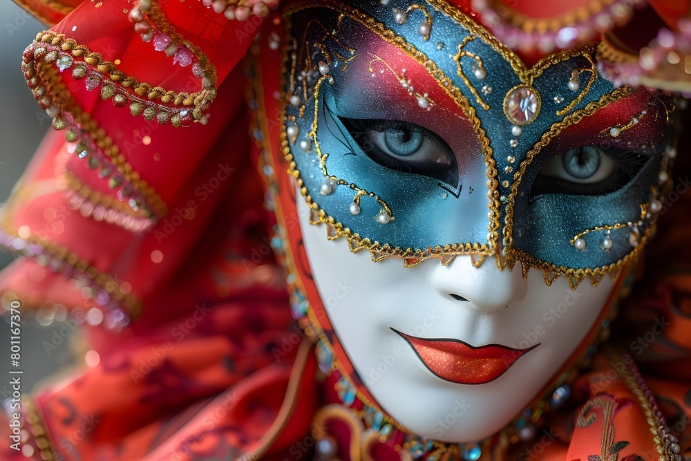 Lively and Colorful Carnival in Venice with Elaborate Masks and Costumes