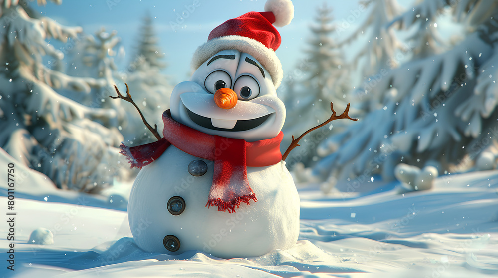 Obraz premium snowman in beautiful winter