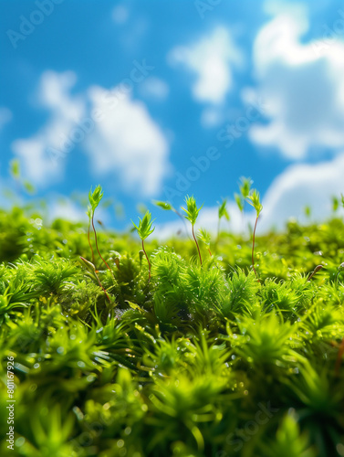 green grass and blue sky photo