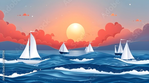 Sailing Regatta Banner in Nautical Blue Hues photo