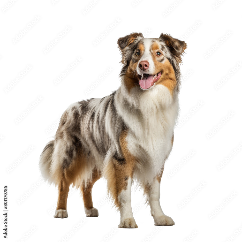 Happy Australian Shepherd Dog Standing Isolated Happy Australian Shepherd Dog Standing Isolated