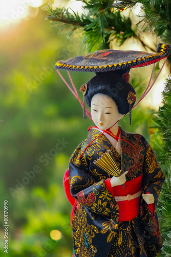 Hina dolls in the garden with bokeh background, selective focus photo