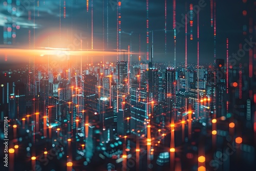 Thriving Metropolis of the Digital Age Illuminating Global Business Connectivity and Technological Advancement