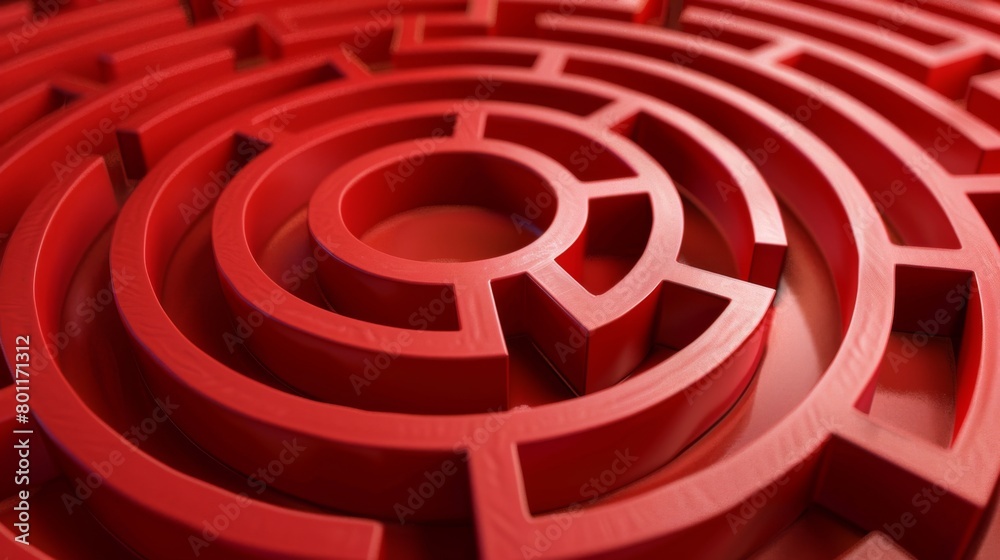 A red maze with a circular center A red maze with a circular center