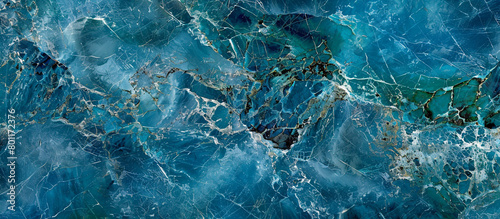 Deep teal blue marble texture with rich blue and green veins, evoking the depth of the ocean photo
