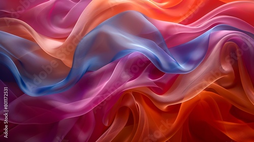 Vibrant Digital Silk Ribbons in Abstract Wave Design