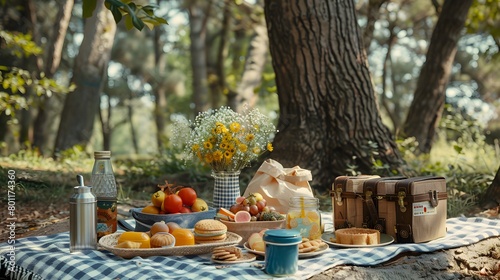 Open-Air Delight: Sunlit Park Picnic with Nostalgic Lunch Boxes