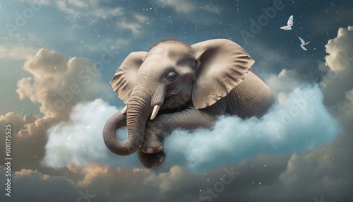 Elephant s Dreamy Haven  Sweet Slumber on Heavenly Clouds