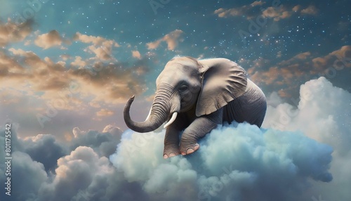 Cloud Nine Siesta: Delightful Elephant Snoozing on Soft Clouds