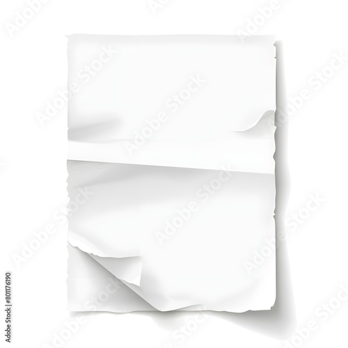 Blank paper with three fold mark with real natural shadows photo