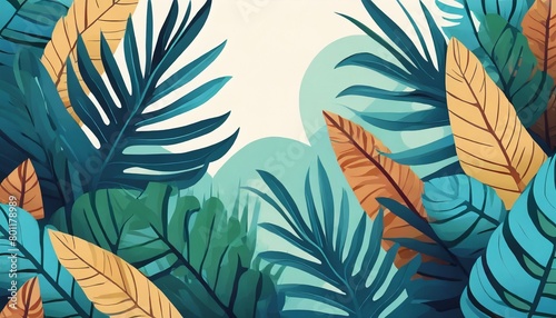 flat tropical leaves background for presentation