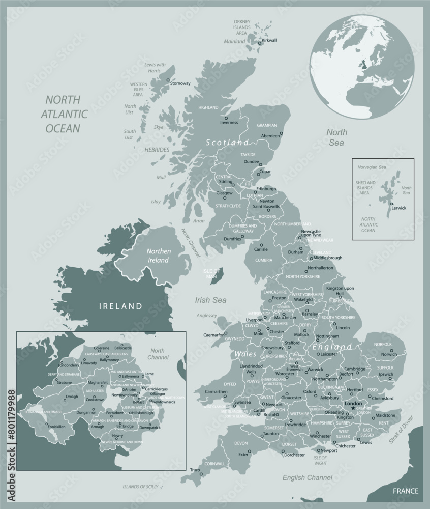 United Kingdom- detailed map with administrative divisions country. Vector illustration