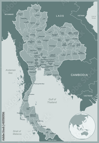 Thailand - detailed map with administrative divisions country. Vector illustration