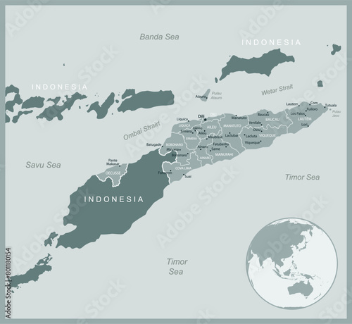 East Timor - detailed map with administrative divisions country. Vector illustration