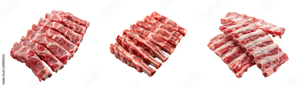 Obraz premium Slice Pork ribs. Raw meat on a white background