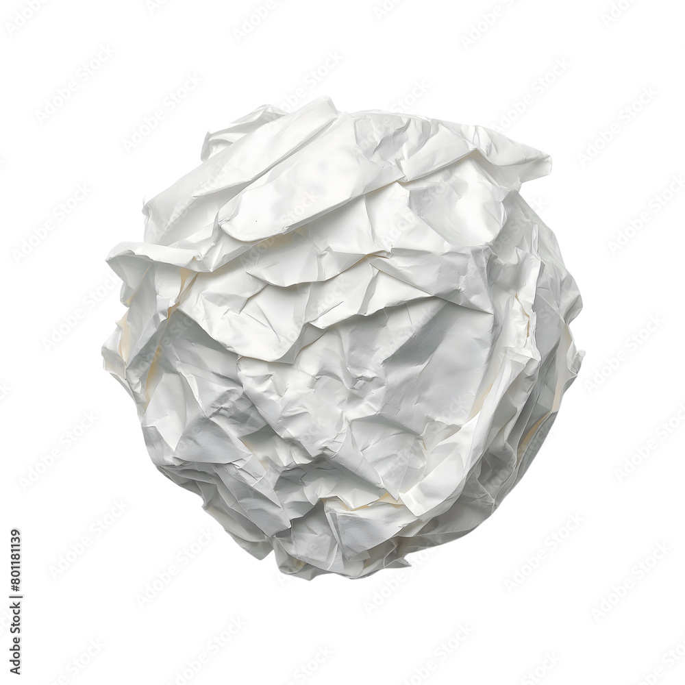 Crumpled Paper ball isolated on transparent background Generative Ai.