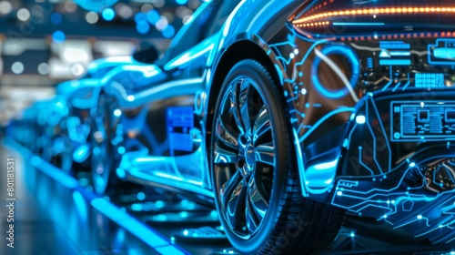 Wallpaper Mural EV electric car system or futuristic automotive technology with connecting power control. super computer in modern machine. artificial intelligence development Torontodigital.ca