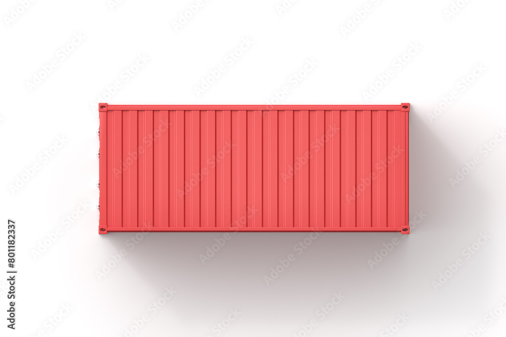 3d rendering of top view of closed red shipping container isolated on white background 3d rendering of top view of closed red shipping container isolated on white background