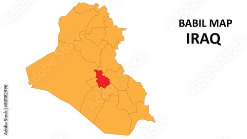 Babil Map is highlighted on the Iraq map with detailed state and region outlines.