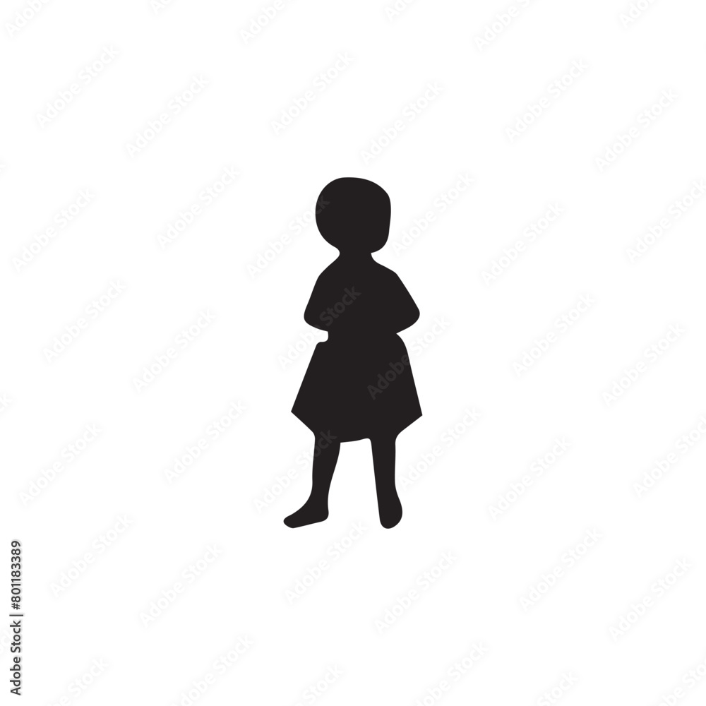 Silhouette of a girl in a dress on a white background Silhouette of a girl in a dress on a white background