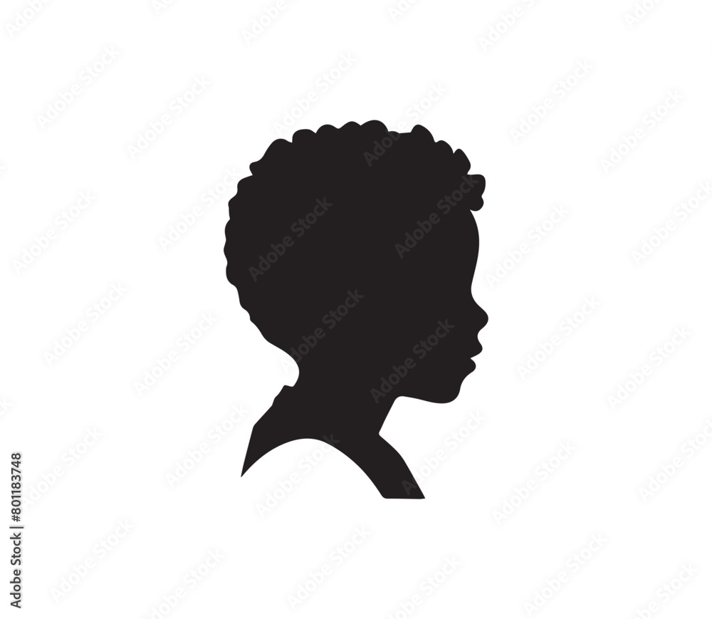 Black silhouettes of boys on white background. Vector illustration.