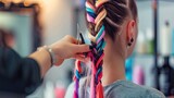 hair braids. The shot highlights the colorful and creative aspect of hair styling Generative AI