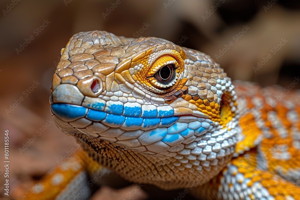 Blue-tongued Lizard: Displaying blue tongue while basking in sunlight, showcasing unique feature. Blue-tongued Lizard: Displaying blue tongue while basking in sunlight, showcasing unique feature.