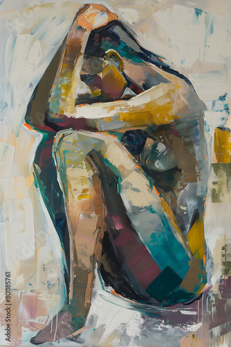 painting of a woman's full body, in an abstract style