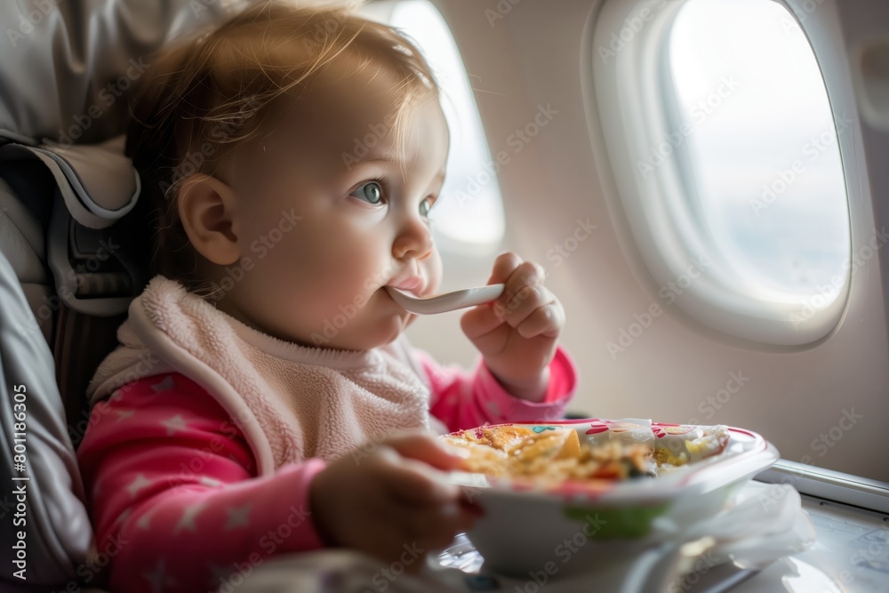 feeding baby in the airplane feeding baby in the airplane