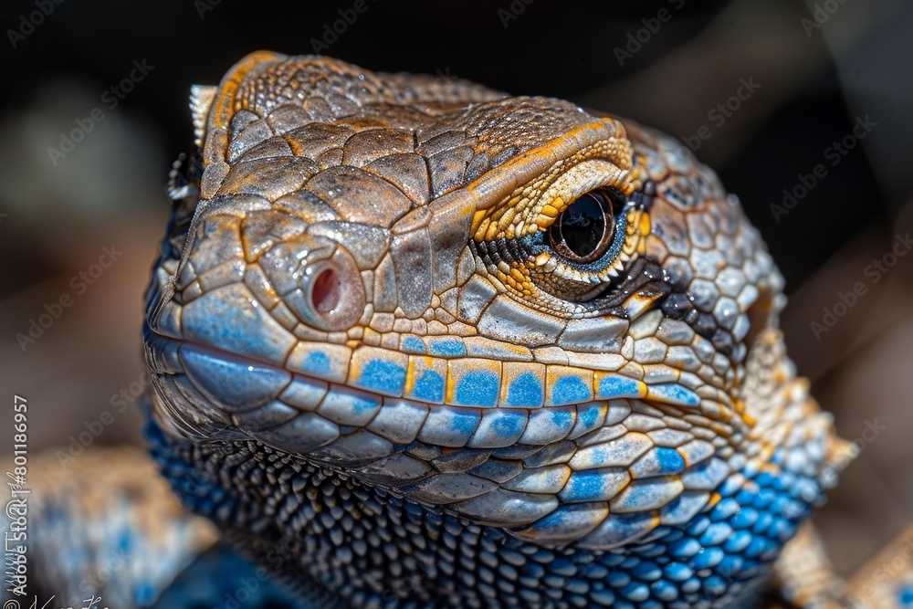 Blue-tongued Lizard: Displaying blue tongue while basking in sunlight, showcasing unique feature. Blue-tongued Lizard: Displaying blue tongue while basking in sunlight, showcasing unique feature.