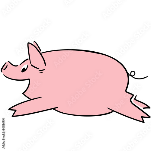 Cute little pig posing and jumping very happy and funny